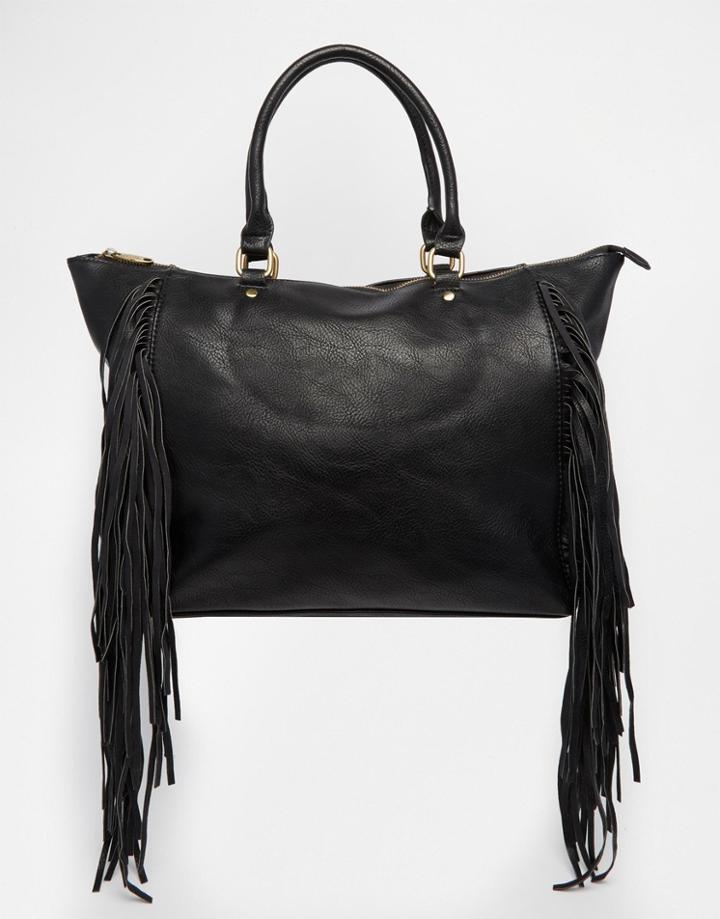 Urban Originals Fringed Tote Bag - Black