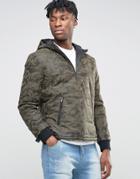 Bl7ck Camo Overhead Jacket In Leather Look - Green