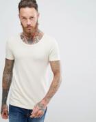 Asos Muscle Fit T-shirt With Scoop Neck In Cream - Beige
