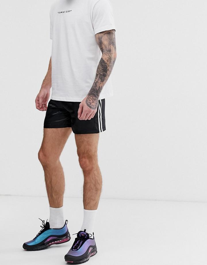 Urban Threads Satin Runner Shorts With Taping - Black