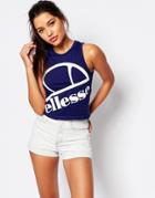 Ellesse Cropped Tank With Front Logo - Navy
