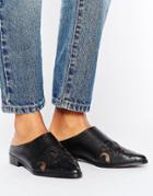 Asos Mayday Western Leather Mesh Flat Shoes - Black