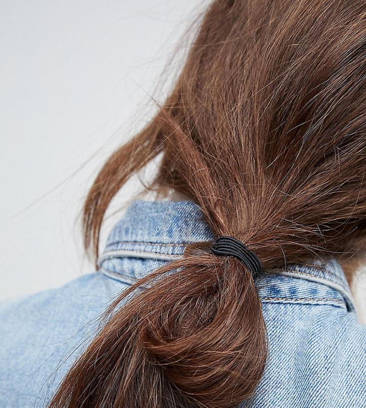 Asos Pack Of 10 Triple Band Hair Ties - Black