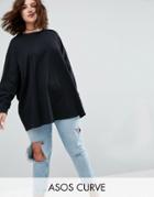 Asos Curve Super Oversized Lightweight Sweat - Black