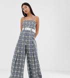 Collusion Check Wide Leg Jumpsuit With Belt-multi
