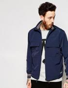 Wood Wood Jacket With Funnel Neck Fasten In Navy - Tota