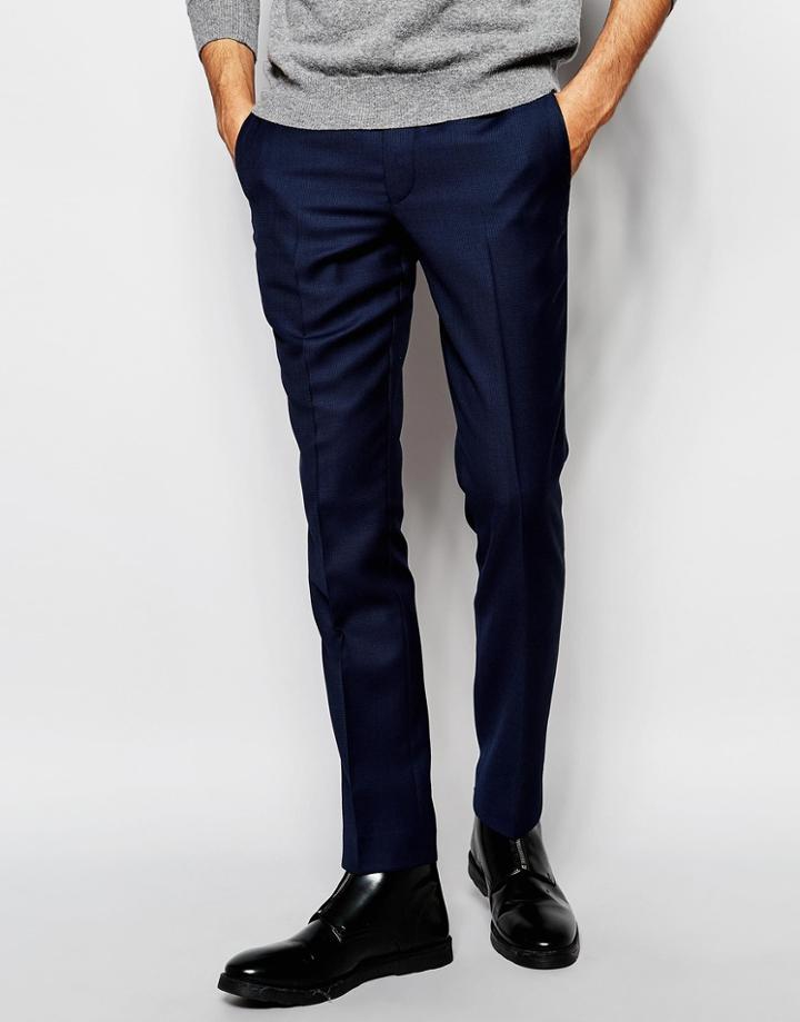 Noak Textured Suit Pants In Skinny Fit - Navy