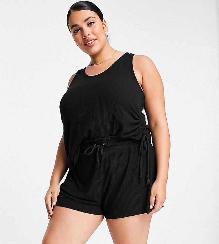 Asos Design Curve Mix & Match Lounge Super Soft Rib Short In Black