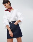 Asos Design Denim Pelmet Skirt In Indigo - Blue
