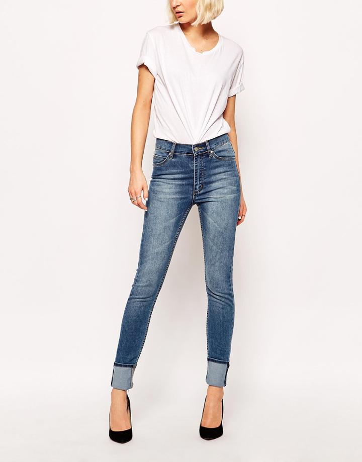 Cheap Monday Second Skin High Waist Skinny Jeans - Blue