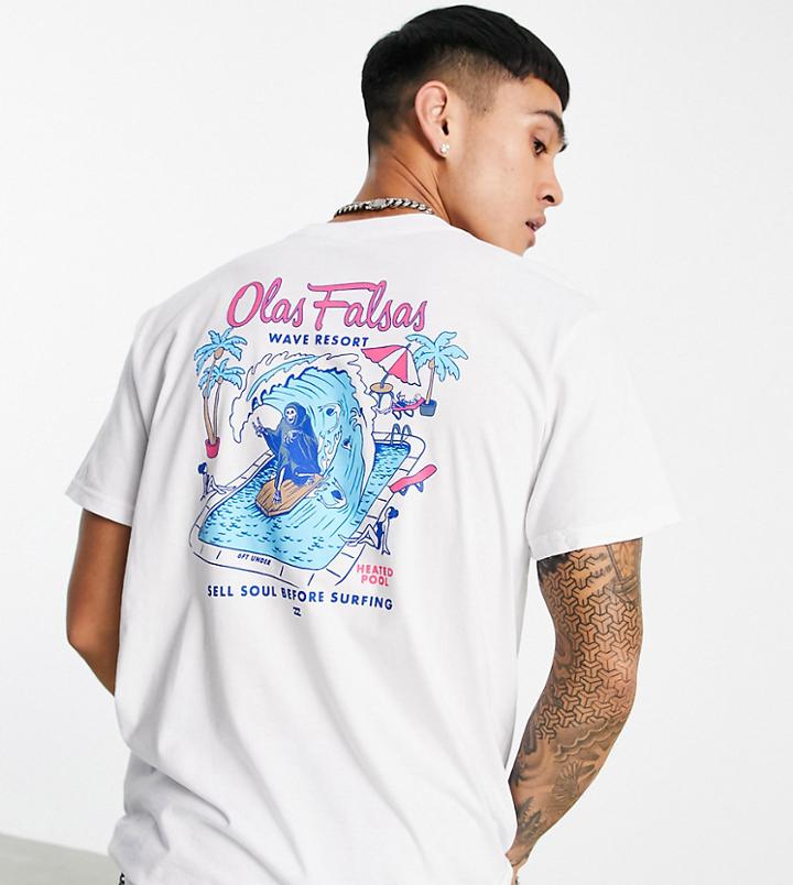 Billabong Olas Falsas Back Print T-shirt In White Exclusive At Asos