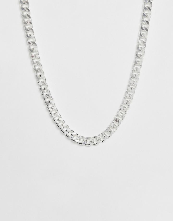 Asos Design Short Chunky Chain In Silver Tone - Silver