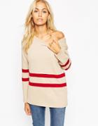Asos Sweatshirt With Off Shoulder And Placement Stripe
