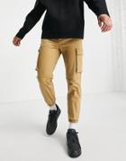 Pull & Bear Cargo Pants In Sand With Belt-neutral