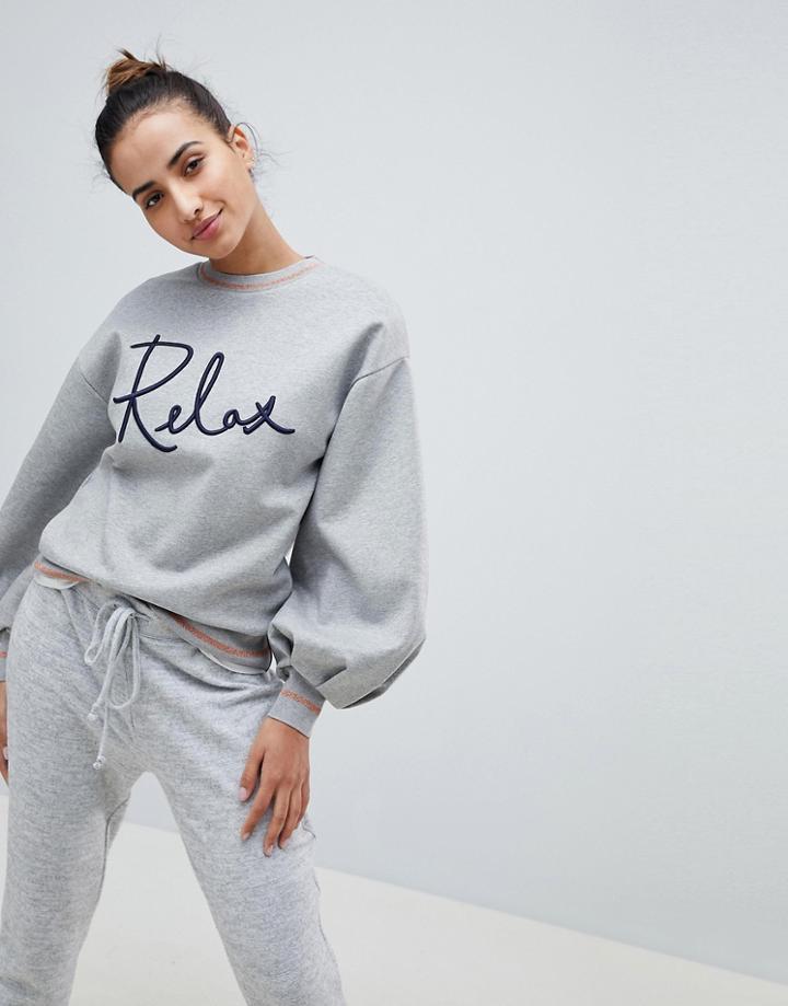 Ted Baker Ted Says Relax Slogan Sweat - Gray