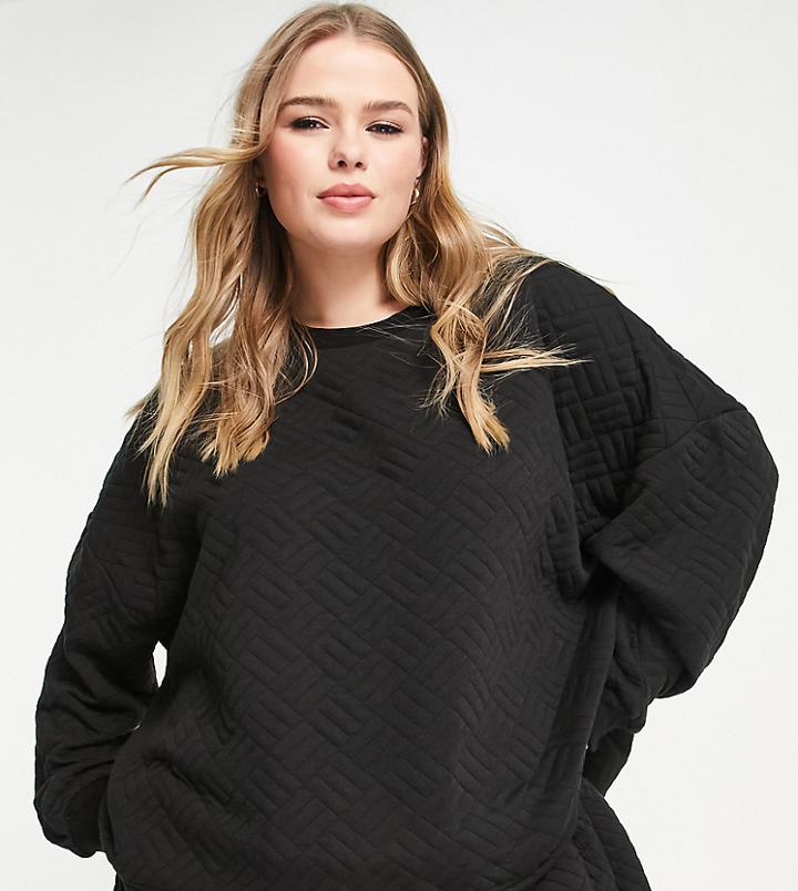 Only Plus Sweatshirt With Drawstring Waist In Black