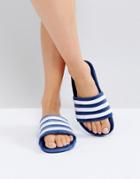 Adidas Originals Adilette Velvet Slider Sandals In Blue - Blue