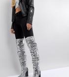 Asos Killer Bee Sequin Over The Knee Boots - Silver