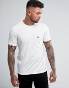 Fred Perry Slim Fit Tipped Sleeve Pique T-shirt White - White