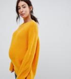 Asos Design Maternity Fluffy Sweater In Rib-yellow