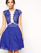 Asos Premium Prom Dress With Lace Applique - Blue