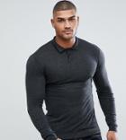 Asos Tall Muscle Fit Knitted Polo In Gray - Gray