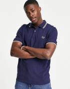 Fred Perry Twin Tipped Polo In Navy/ Pink
