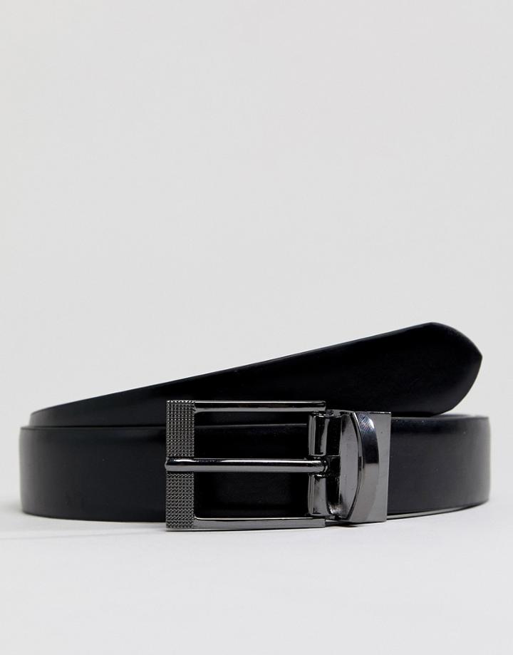 Ben Sherman Reversible Belt In Black And Petrol Effect