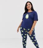 Asos Design Curve Lets Avo Disco Tee & Legging Pyjama Set - Multi