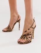 Miss Selfridge Strappy Heeled Sandals In Leopard Print
