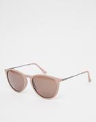Asos Round Sunglasses In Rubberised Nude With Metal Arms - Nude