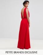 John Zack Petite Plunge Back Maxi Dress - Red