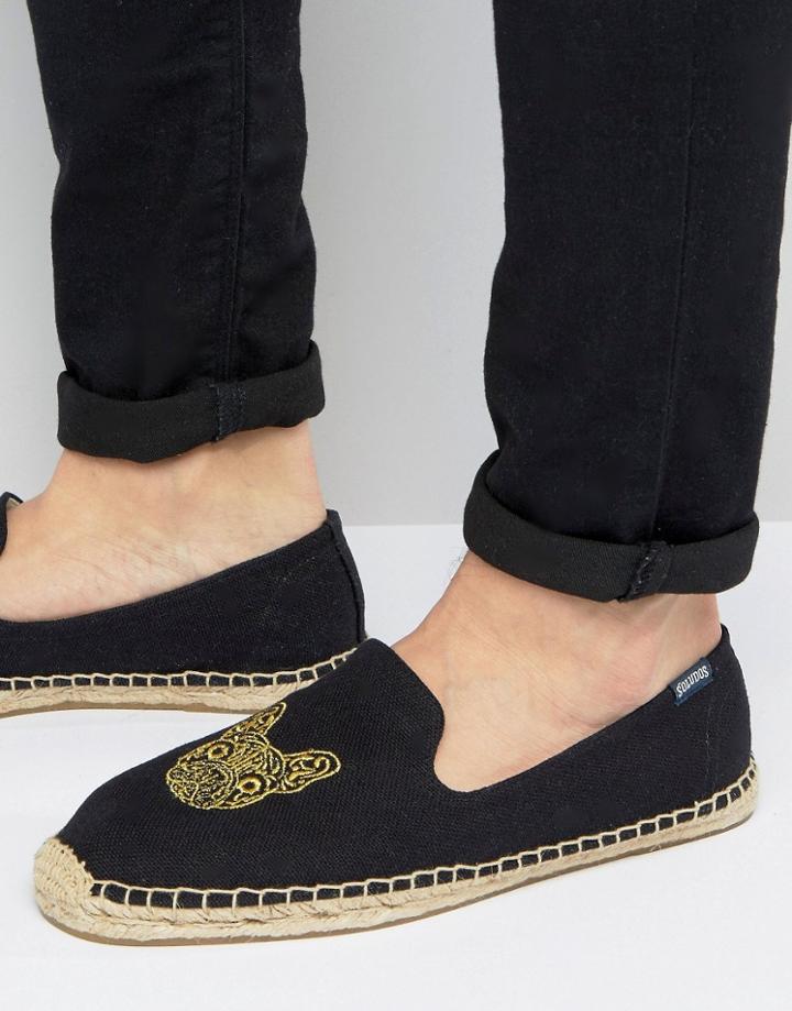 Soludos Boxer Embroidered Espadrilles - Black