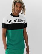Kappa Authentic Berto Cut And Sew T-shirt With Chest Print In Green - Green