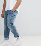 Asos Design Plus Slim Jeans In Mid Wash - Blue