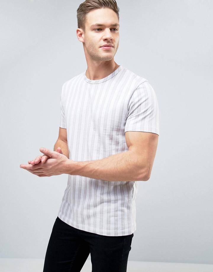 Selected Homme Stripe Tee - Stone