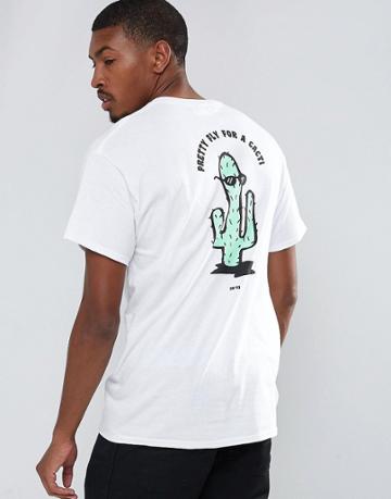 Ok-yo Cactus Back Print Oversized T-shirt - White
