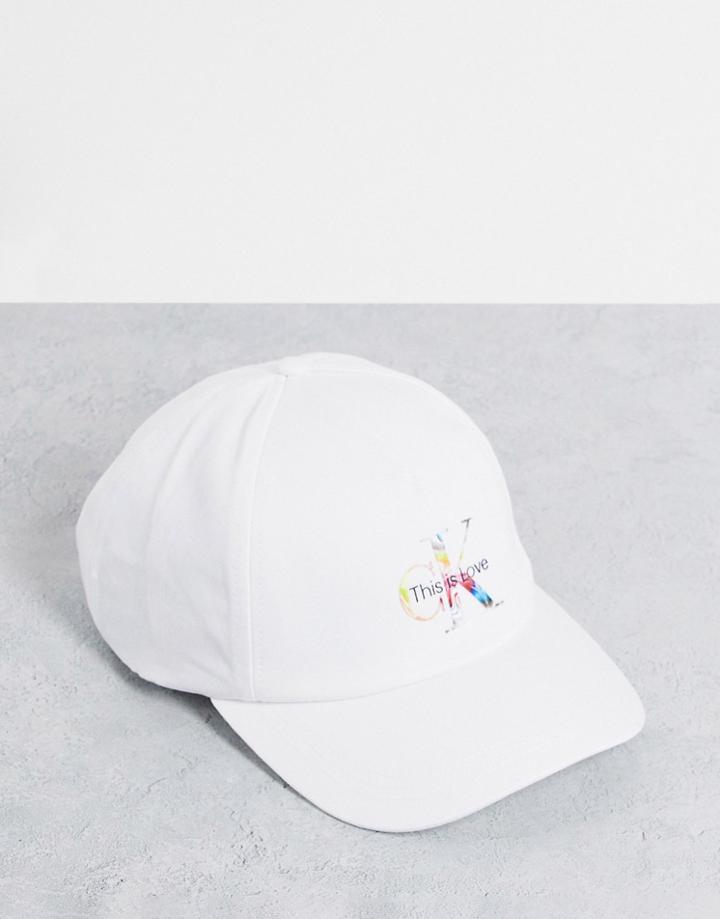 Calvin Klein Jeans Cotton Pride Capsule Logo Cap In White - White