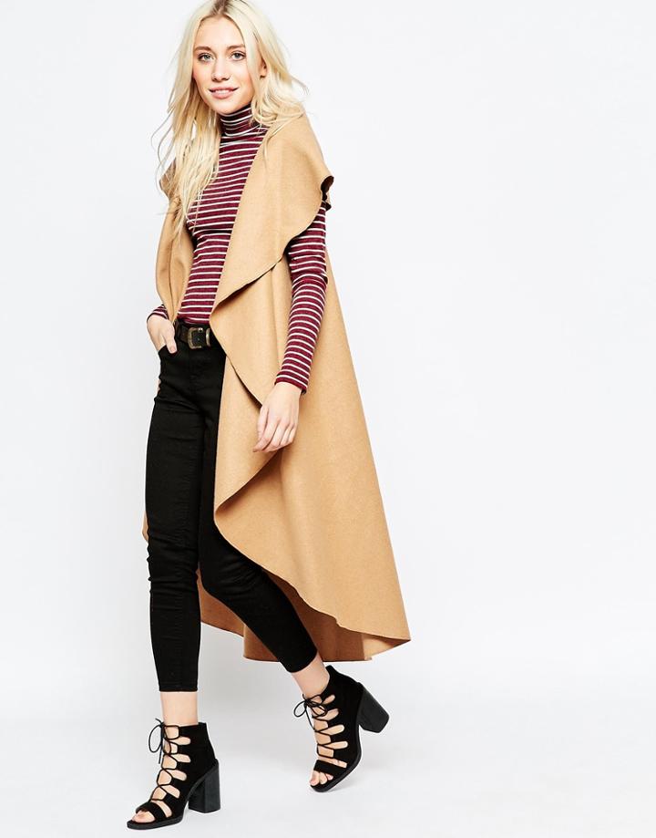 Brave Soul Waterfall Vest - Camel