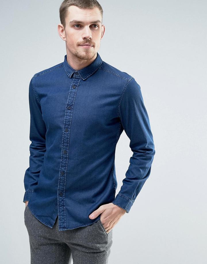 Esprit Denim Shirt In Gray Wash - Gray