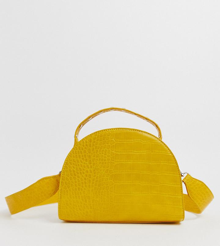 Glamorous Half Moon Mock Croc Crossbody Bag With Studding