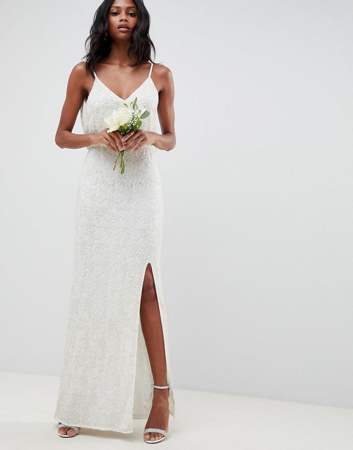 Asos Edition Floral Embellished Lace Wedding Dress - White