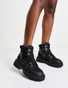 Asos Design Acorn Canvas Hiker Boots In Black