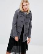 Gloverall Mid Slim Duffle Coat In Gray - Gray