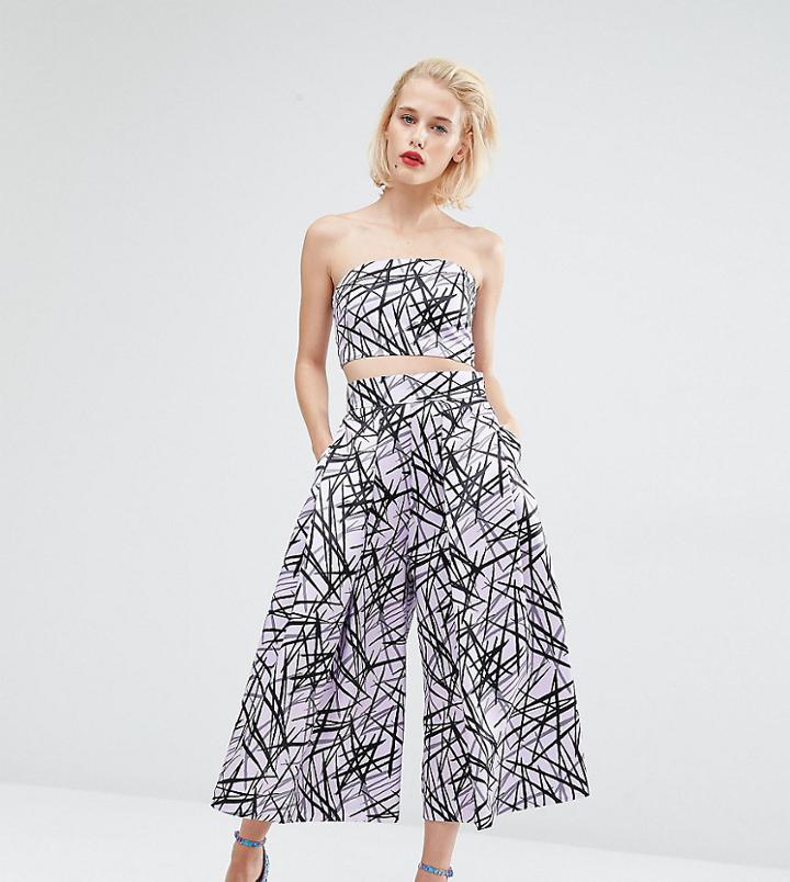 Horrockses Zig Zag Culotte Co Ord Culottes - Purple