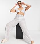 In The Style Plus X Billie Faiers Beach High Rise Pants In White Zebra Print - Part Of A Set-multi