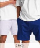 Asos Design 2-pack Oversized Jersey Shorts In Lilac And Navy Blue-multi