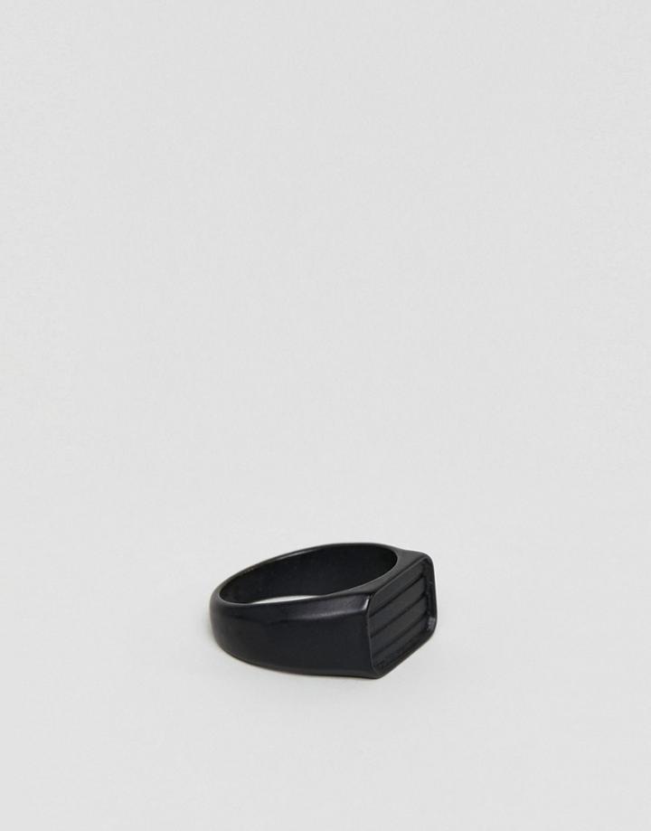 Icon Brand Signet Ring In Black - Black