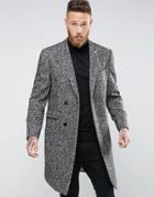 Noose & Monkey Salt & Pepper Overcoat With Concealed Placket - Gray