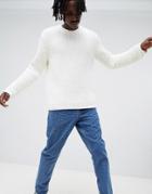 Asos Design Oversized Knitted Chenille Sweater In White